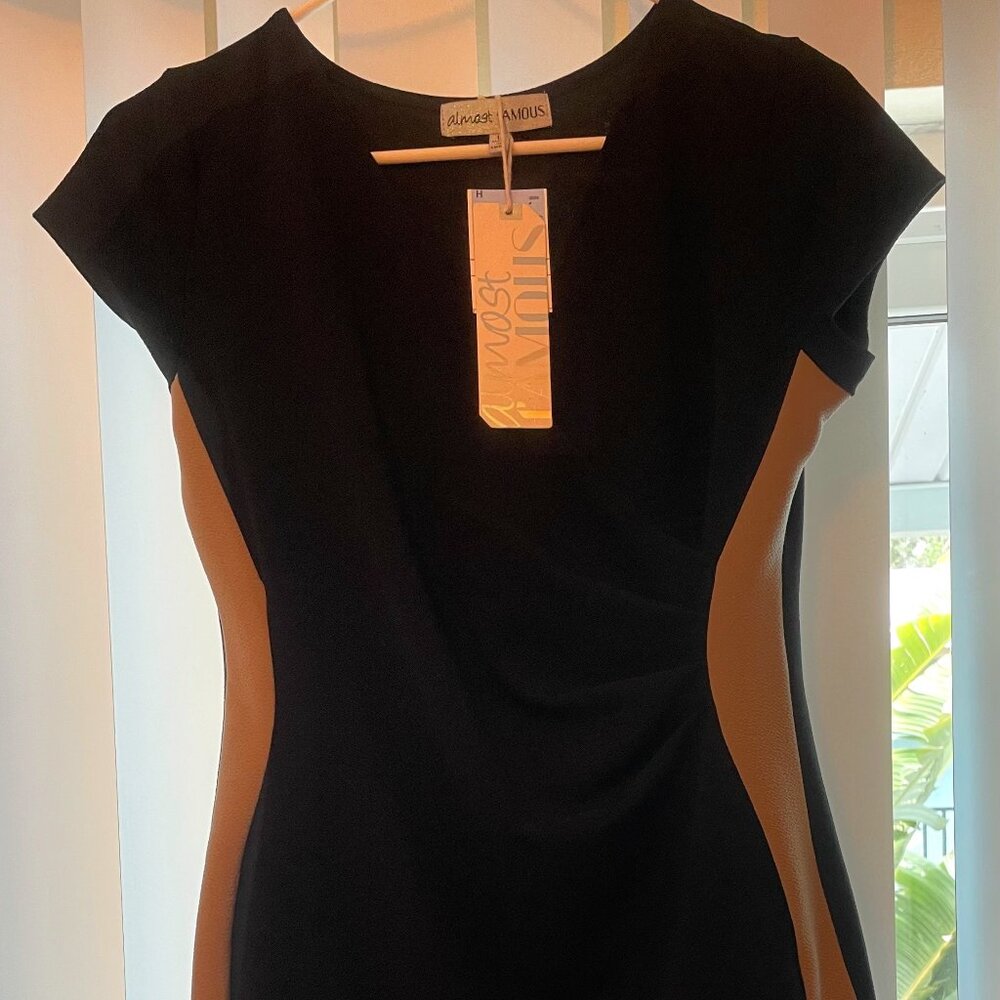 **SOLD** NWT Body Con Black & Tan Cross Dress (L) - Picture 1 of 8